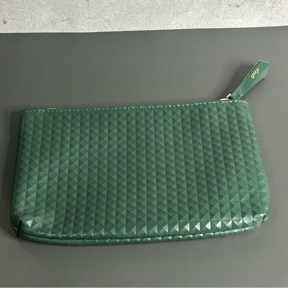 Ipsy Forest Green Textured Cosmetic Bag